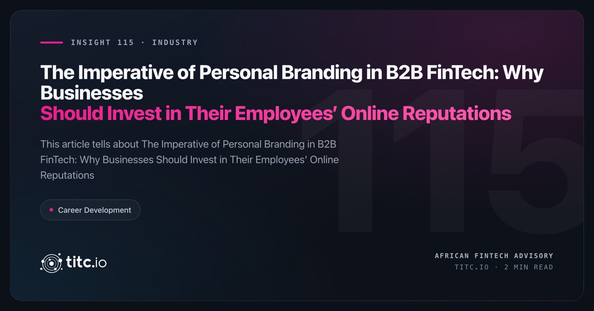 Personal Branding in B2B FinTech